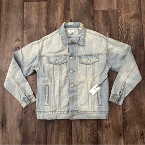 Forever 21 Jean Distressed Blue Denim Trucker Jacket Men’s Size XS Blue